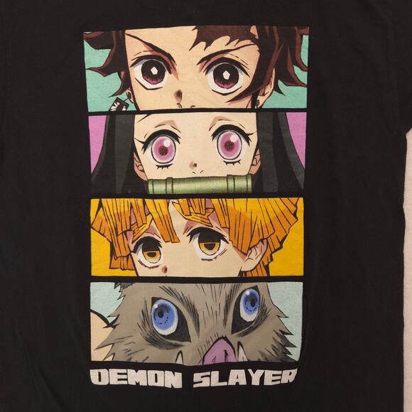 Demon Slayer Anime Short Sleeve Crew Neck Graphic T-Shirt Mens Size S Black - Picture 4 of 9